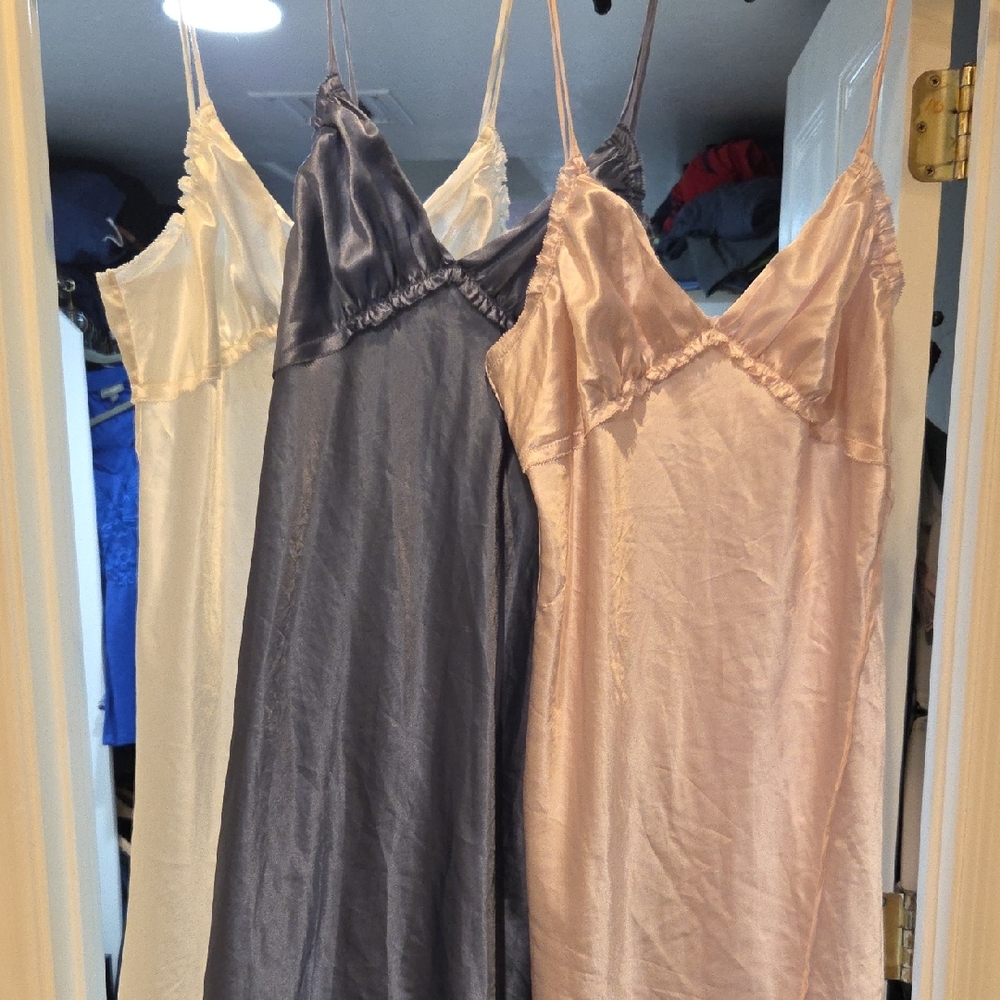 Vera Wang Satin NIGHTGOWNS  Chemise - White, Blue, Pink
